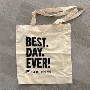 Fabletics Beige Tote with Bold Text